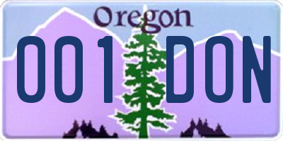 OR license plate 001DON