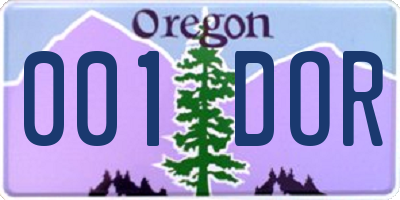 OR license plate 001DOR