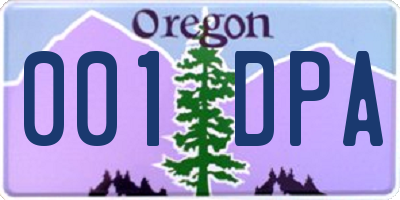 OR license plate 001DPA