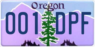 OR license plate 001DPF