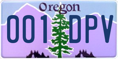 OR license plate 001DPV