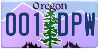 OR license plate 001DPW