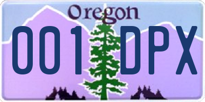 OR license plate 001DPX