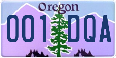 OR license plate 001DQA