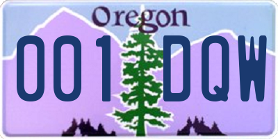 OR license plate 001DQW