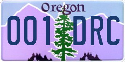 OR license plate 001DRC