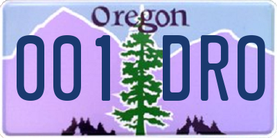 OR license plate 001DRO