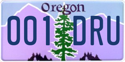 OR license plate 001DRU