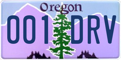 OR license plate 001DRV