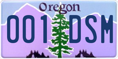 OR license plate 001DSM