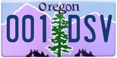 OR license plate 001DSV