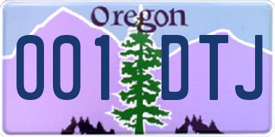 OR license plate 001DTJ