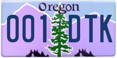 OR license plate 001DTK