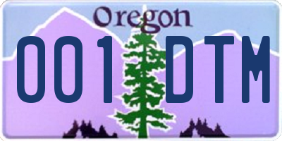 OR license plate 001DTM