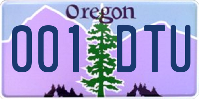 OR license plate 001DTU