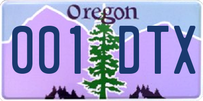 OR license plate 001DTX