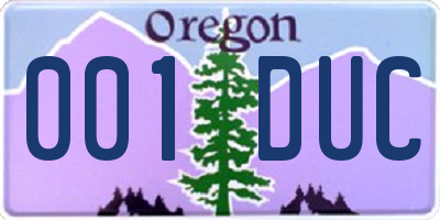 OR license plate 001DUC