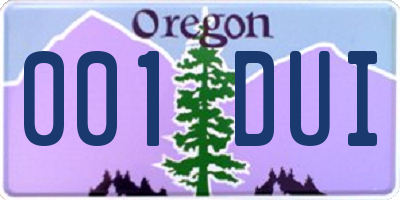 OR license plate 001DUI