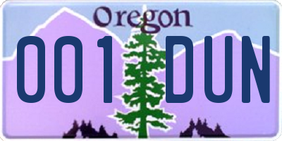 OR license plate 001DUN