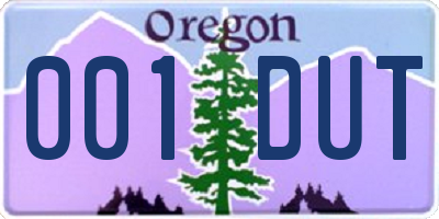 OR license plate 001DUT