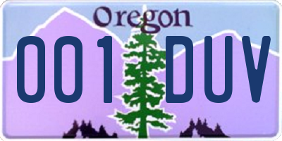 OR license plate 001DUV