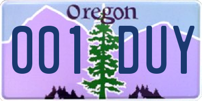 OR license plate 001DUY
