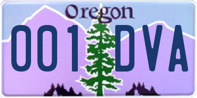 OR license plate 001DVA