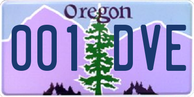 OR license plate 001DVE