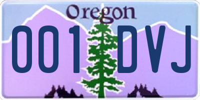 OR license plate 001DVJ