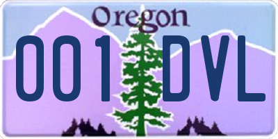 OR license plate 001DVL