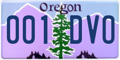 OR license plate 001DVO