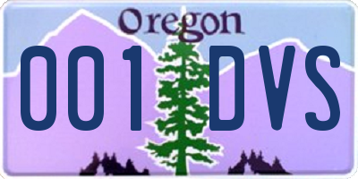 OR license plate 001DVS