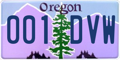 OR license plate 001DVW