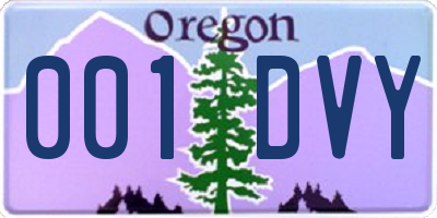 OR license plate 001DVY