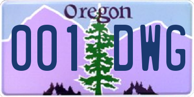 OR license plate 001DWG