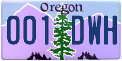 OR license plate 001DWH