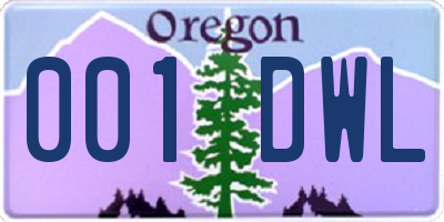 OR license plate 001DWL