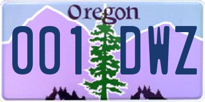 OR license plate 001DWZ