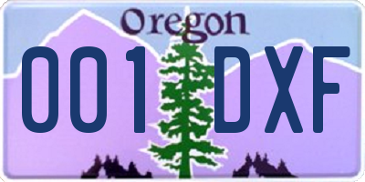 OR license plate 001DXF