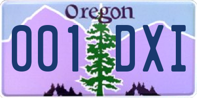 OR license plate 001DXI