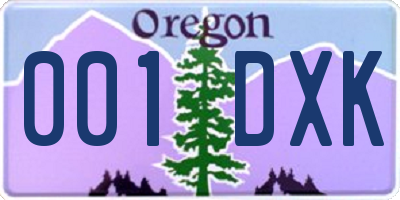 OR license plate 001DXK