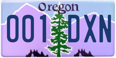 OR license plate 001DXN