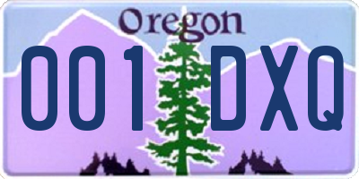 OR license plate 001DXQ