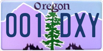 OR license plate 001DXY