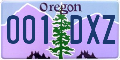 OR license plate 001DXZ