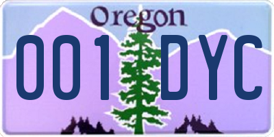 OR license plate 001DYC