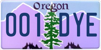 OR license plate 001DYE