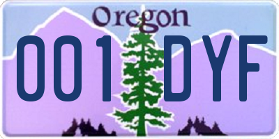 OR license plate 001DYF