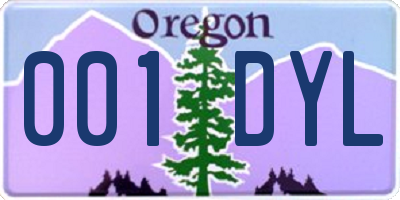 OR license plate 001DYL