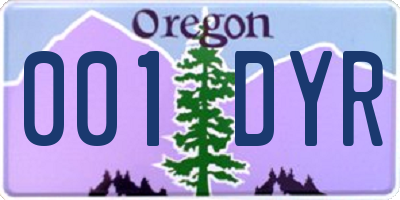 OR license plate 001DYR